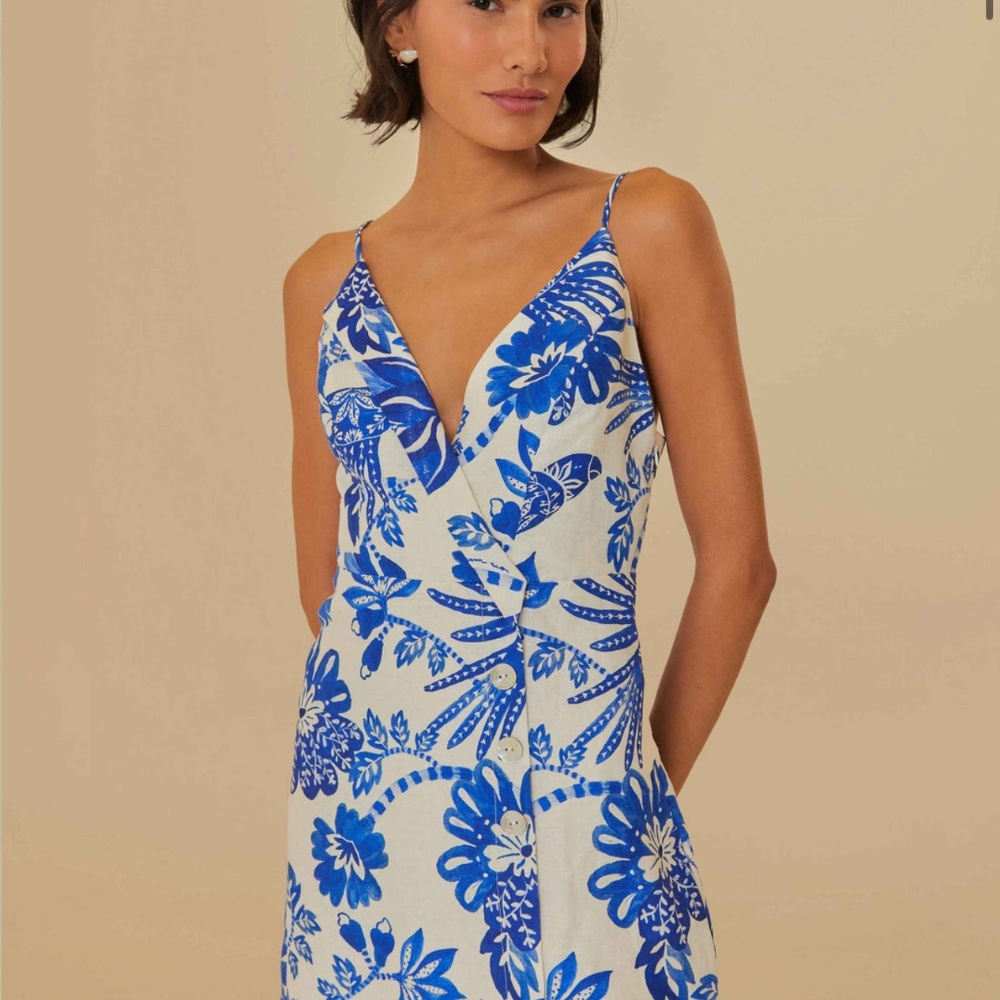 Farm Rio Off-White Floral Birds Euroflax™ Mini Dress